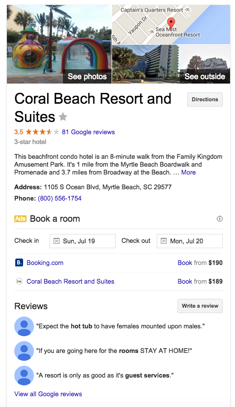 Deceptive Google Hotel Reviews