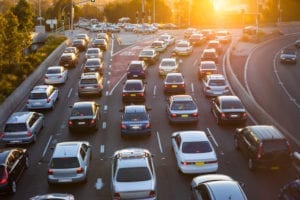 cars stuck in traffic holiday travel