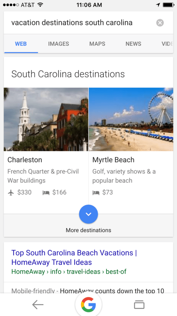 broad destination google search results