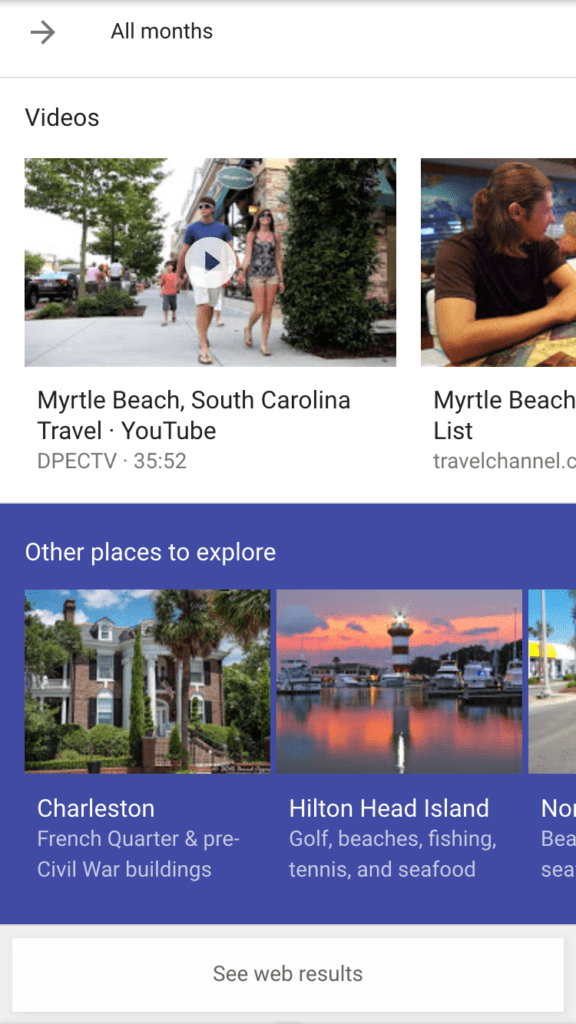 google travel video serp result