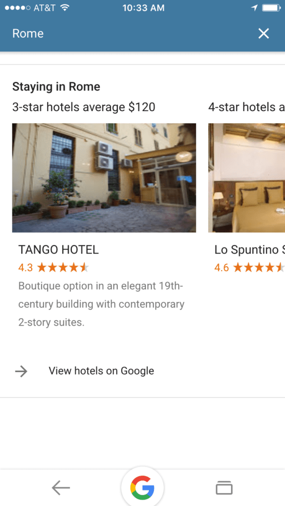 Google Destinations Hotels