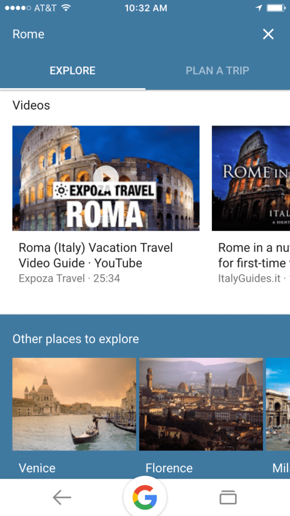 Google Destinations Explore