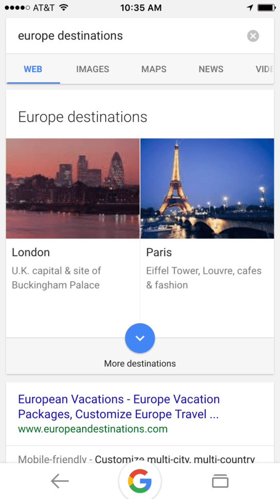 Destinations On Google