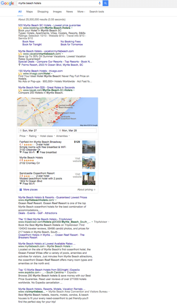 Hotel PPC SERP Layout After Google Change