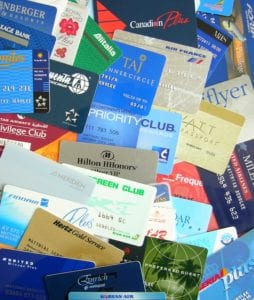 stack of loyalty program cards