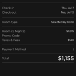 Hotel Tonight Room Rate Screen