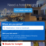 Hotels.com Home Screen