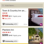 Hotels.com Hotel List View