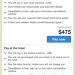 Hotels.com Payment Screen