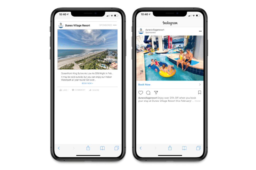 Example of Hotel Specials Using Facebook Ads - Dunes Village Resort