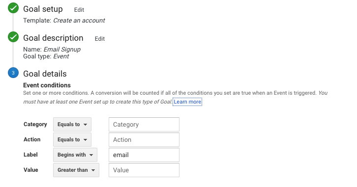 Google Analytics Event Goal Setup